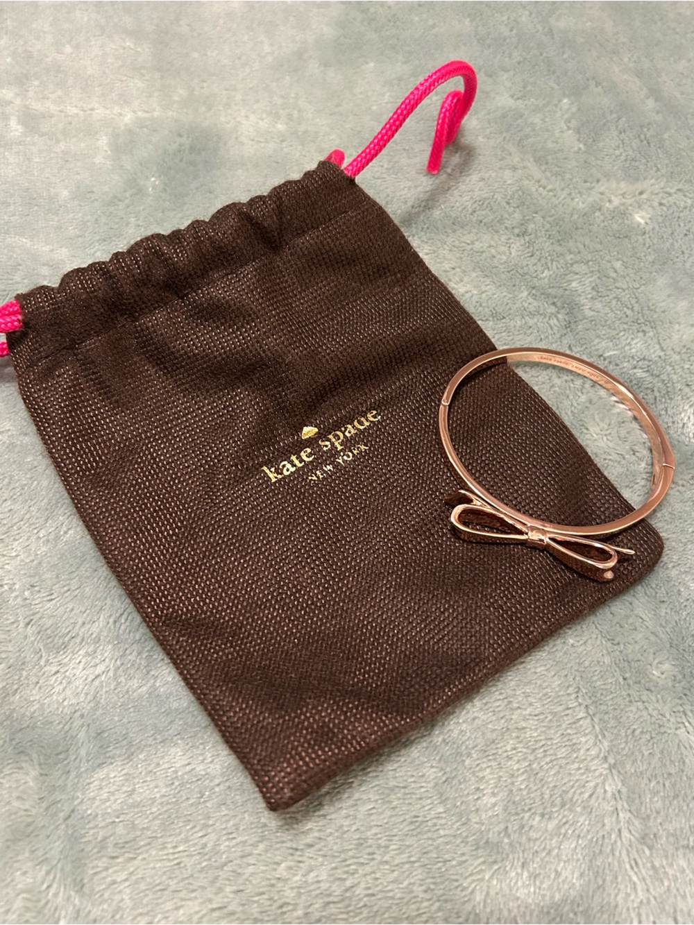 Kate Spade Rose Gold Bow Bangle Bracelet NWOT